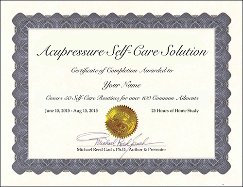 Self-Healing Acupressure Solution certificate example