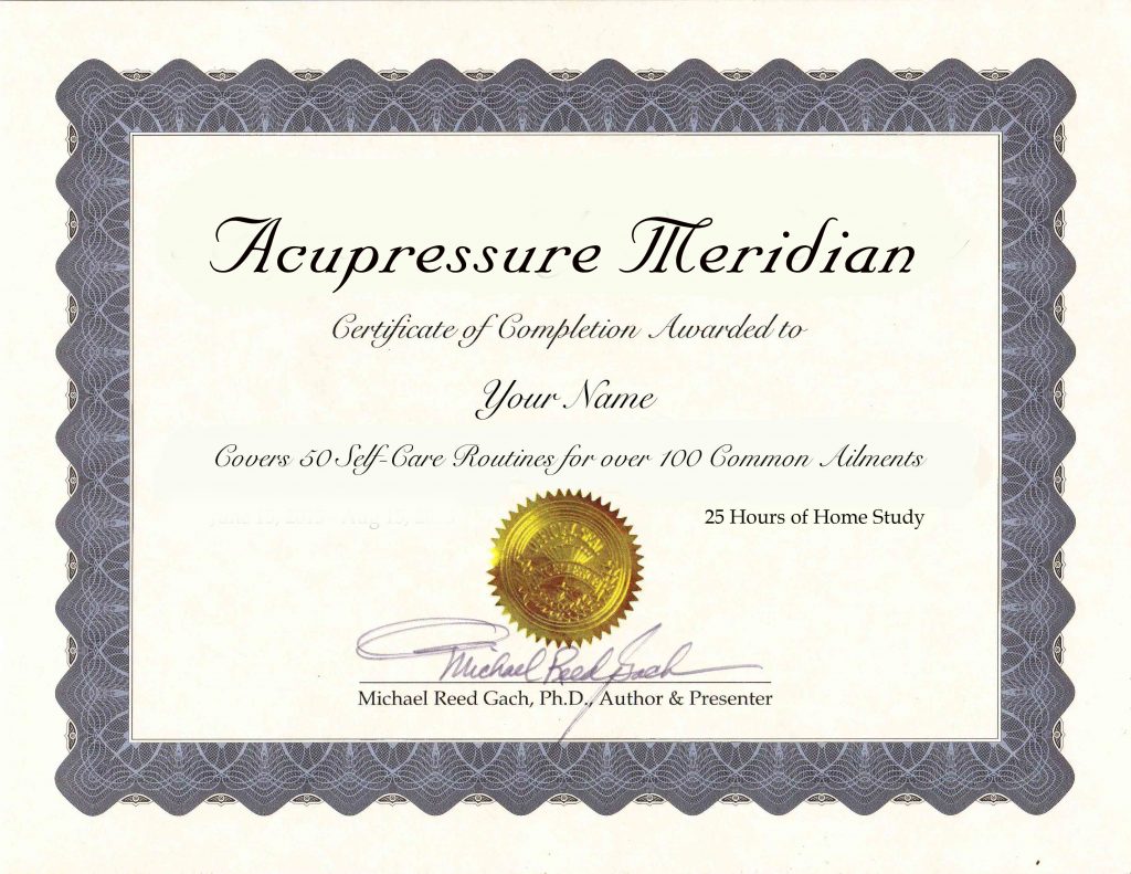 Acupressure Meridian certificate example