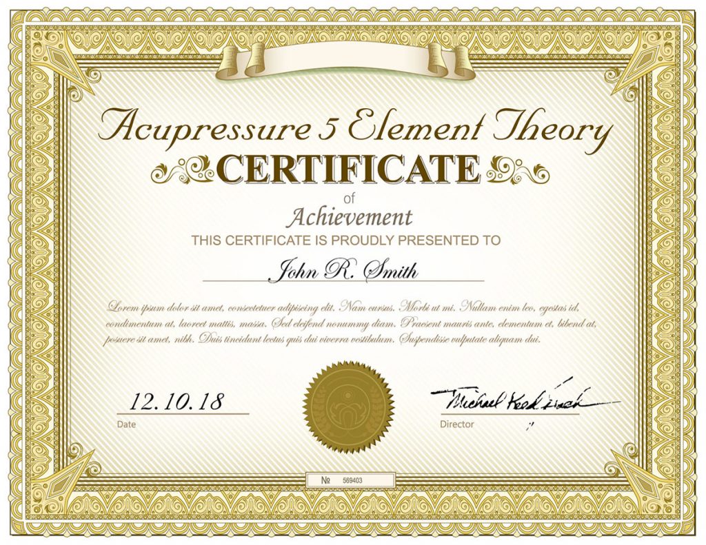 5 Element certificate example