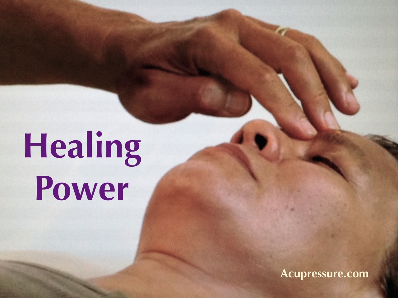  Healing power points on a woman forehead 