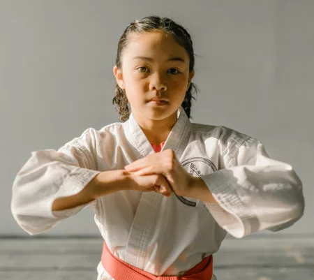 Girl practicing martial art